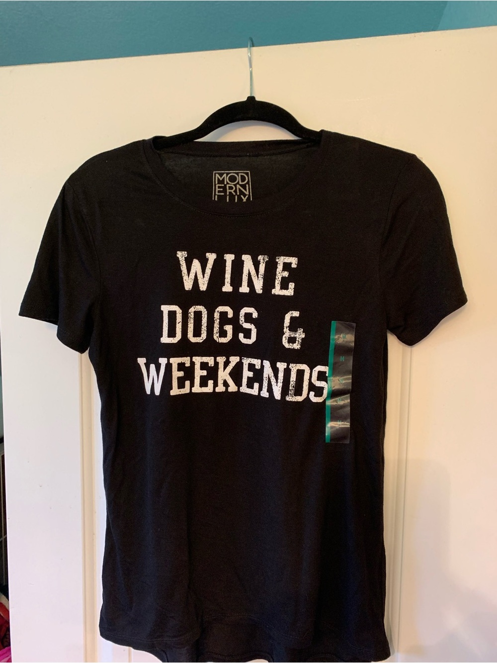 Modern Lux Black "Wine Dogs & Weekends" Graphic Pet Lover Tee